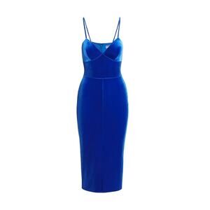 Chiara Boni La Petite Robe 'Stina Bodycon' Blue V Neck Velvet Spaghetti Strap